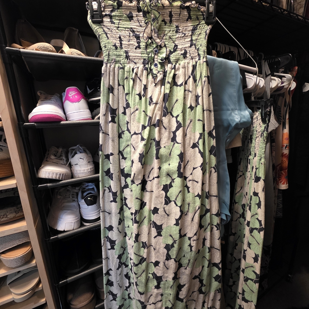 Juicy Couture Flowered Green and Blue Dress Long